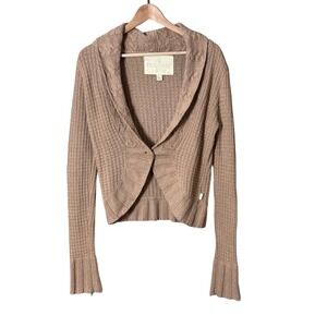VTG Y2K Hollister Cable Knit Cardigan Shawl Collar Rabbit Wool Blend Cream L⁠